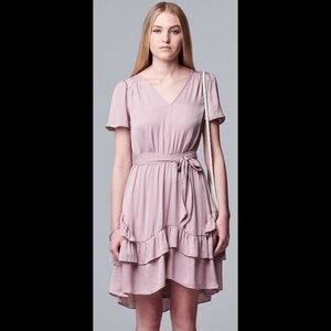 Simply Vera Vera Wang Dress | Short Sleeve | Ruffles | Sz S | Lilac Orchid